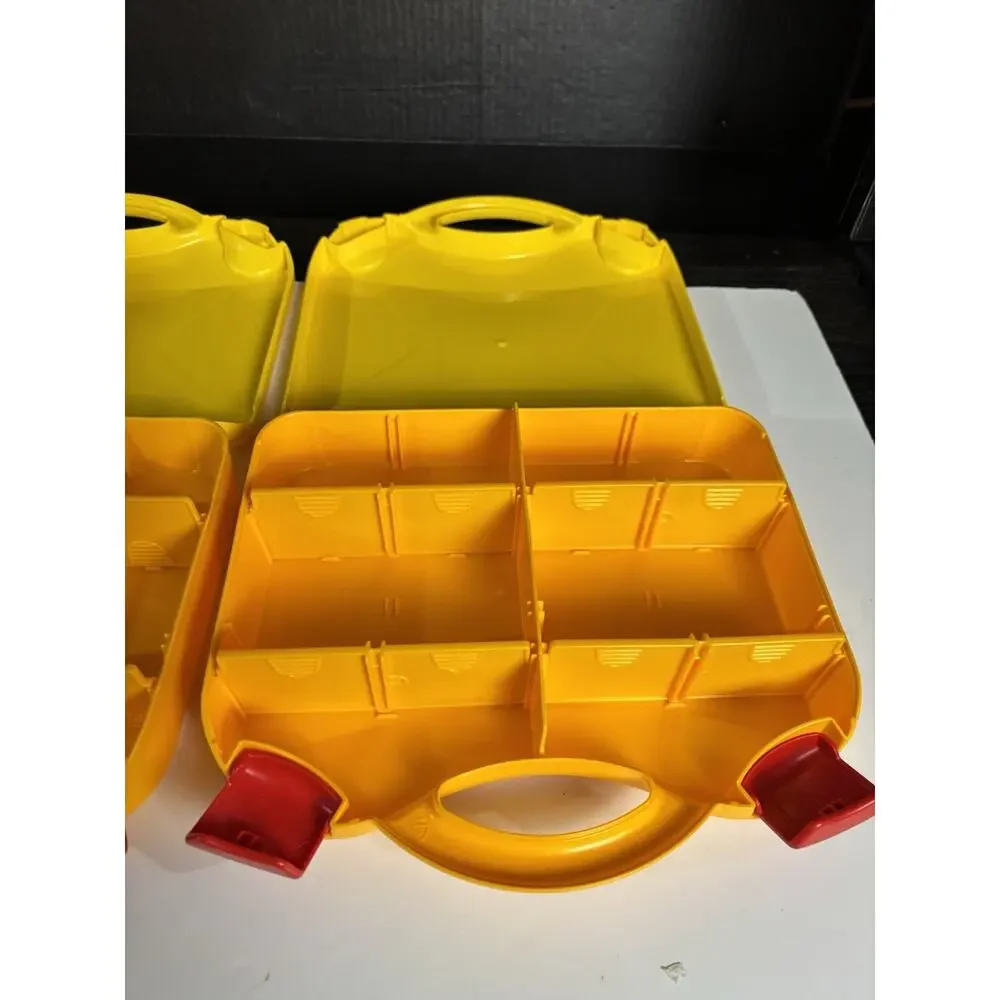 LEGO Set of 2 Storage Carrying Cases Yellow & Orange Adjustable Dividers VG Cond